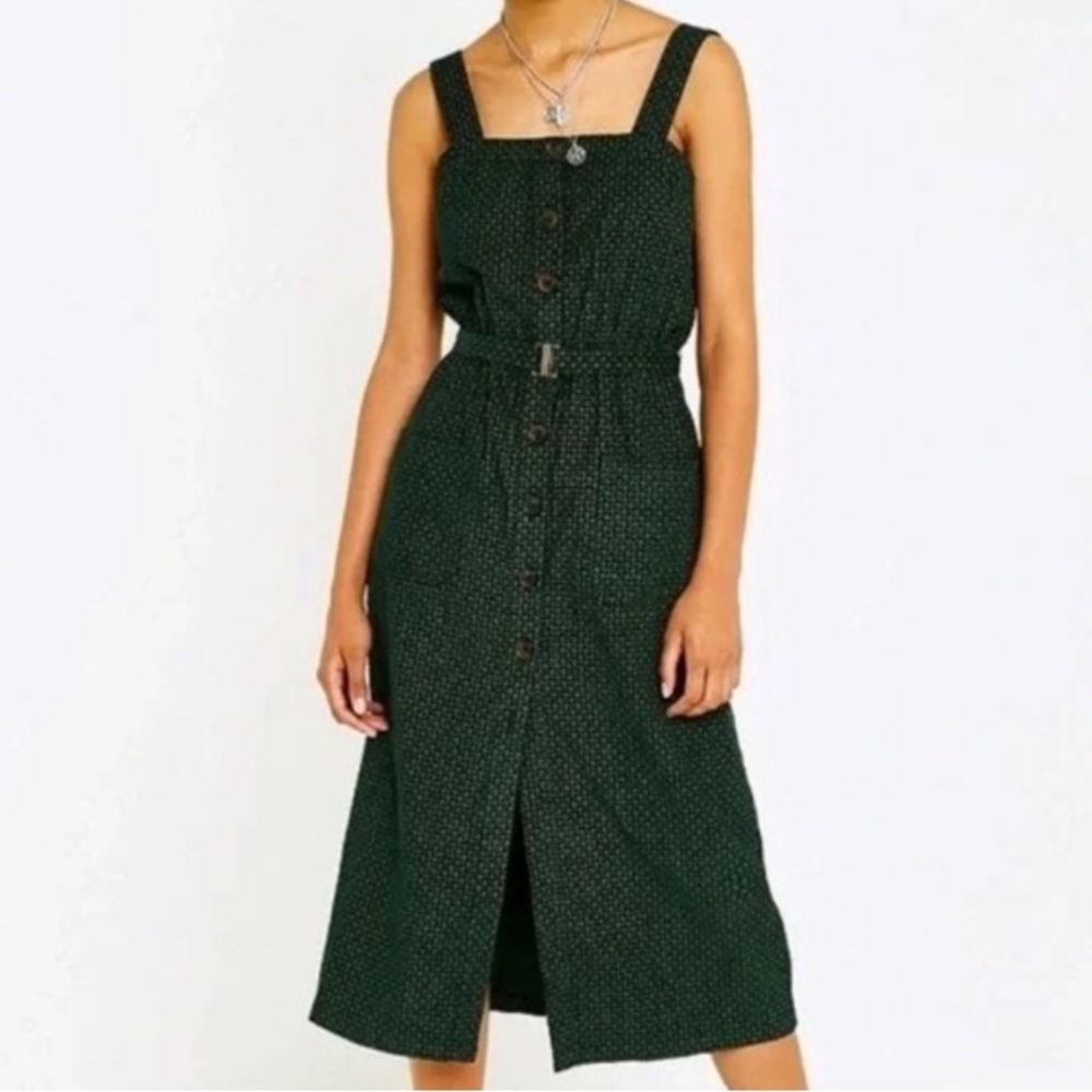 Urban outfitters midi smocked green print dress XSmall size